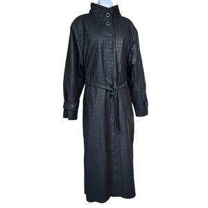 Vintage London Fog Graphite Gray Trench Coat Wool Zip Out Liner Women's 12